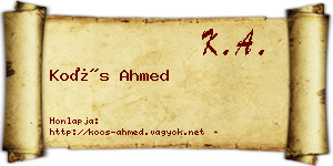 Koós Ahmed névjegykártya